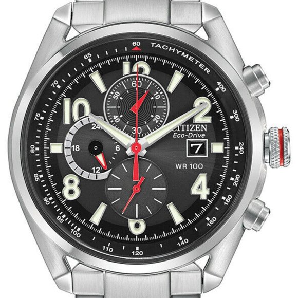 Citizen Eco Black Dial 45mm Chrono Watch